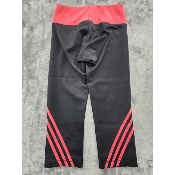 Adidas Leggings Womens S Black Coral Climalite 3 Stripe Active Capri Workout Gym - Picture 3 of 12